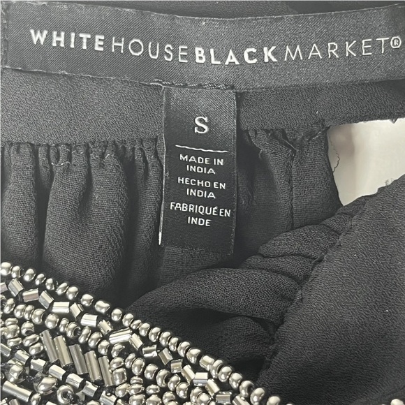 White House Black Market Halter Top Embellished Collar Sleeveless Black S - Picture 9 of 11